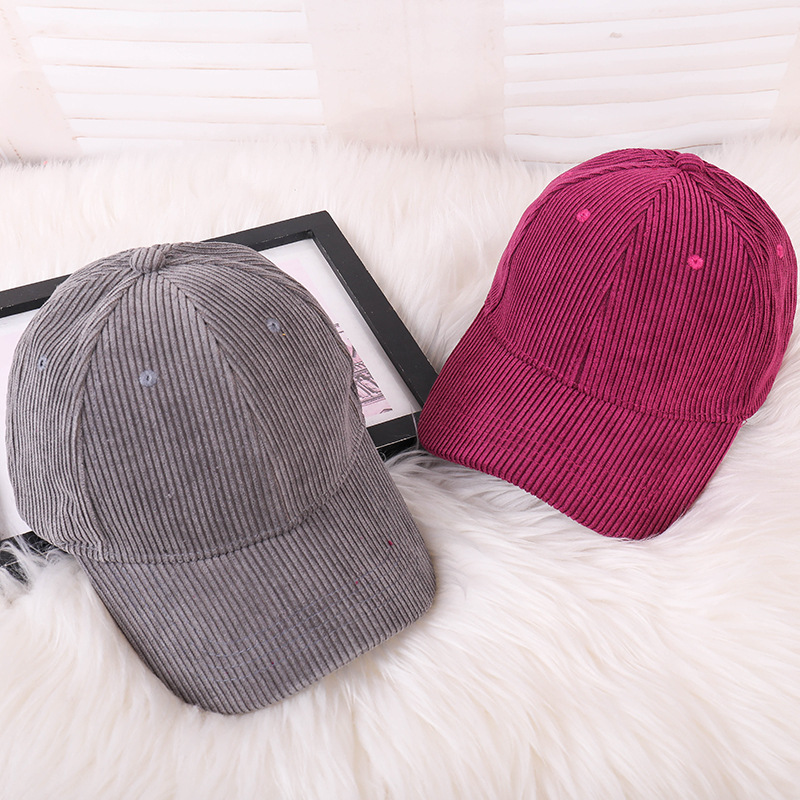 

Men's and women's baseball caps spring new Korean version of light-board thin corduroy hats casual curved brim dome caps