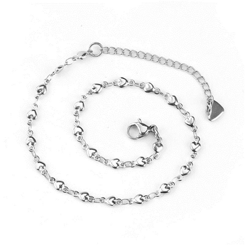 

Simple Stainless Steel Anklets Heart On Foot Ankle Bracelets For Trendy Women Female Men Leg Chain Jewelry 23cm Long, 1 PC