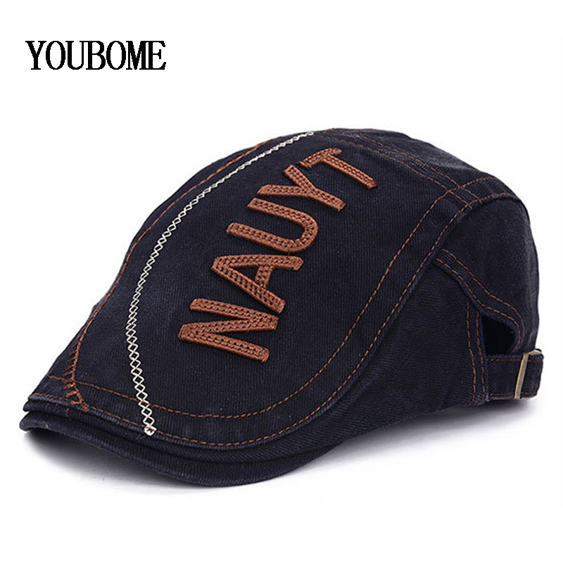 

YOUBOME Fashion Berets Hat Men Women Winter Hats for Men Male Peaked Jean Denim Visors Gorras Planas Brand New Beret Caps 2020, Black