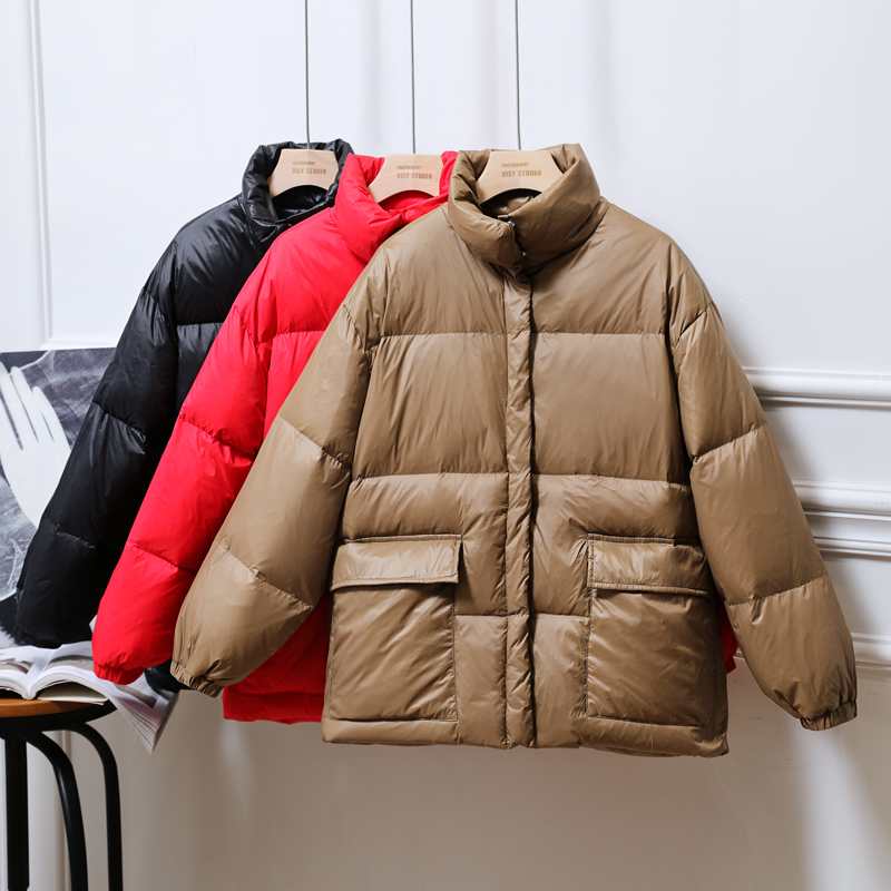 

Clearance 2020 New Thick Short down Jacket Winter Safari -Style Loose 90% White Duck down womens coats Casual all-match top coat, Brown