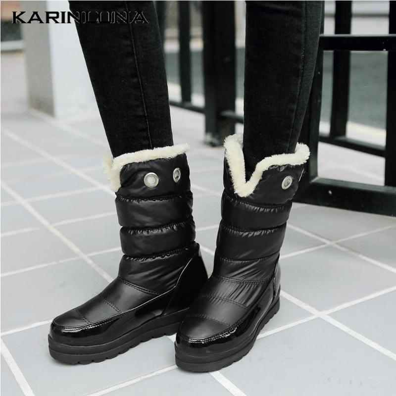 

KARIN 2020 DROPSHIP BIG SIZE 43 WARM PLUSH RUSSIA WATERPROOF PLATFORM WINTER SHOES WOMEN SNOW BOOTS FEMALE, Blue