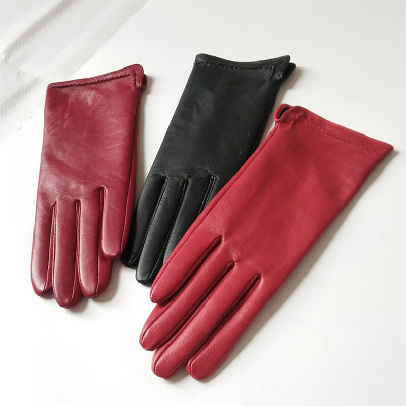 

Women's Gloves Fashion Simple Autumn Winter Thermal Sheepskin Genuine Leather Ladies Gloves For Driving Touch Screen DZZP02
