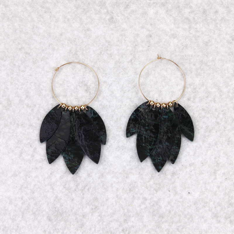 

ZWPON Fashion Copper Leaf Genuine leather Fringe Drop Earrings Leopard Leather Drop Earrings for Woman Jewelry Wholesale