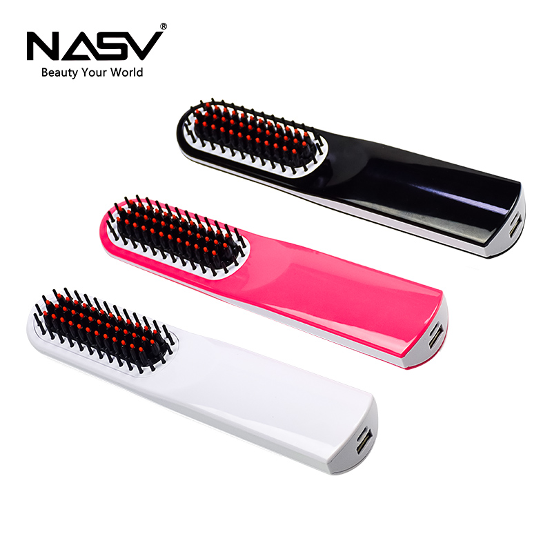 

3-IN-1 Cordless Hair Straightener brush USB Recharging Curler Fast Heating LCD Display Hair Straightening comb Power Bank