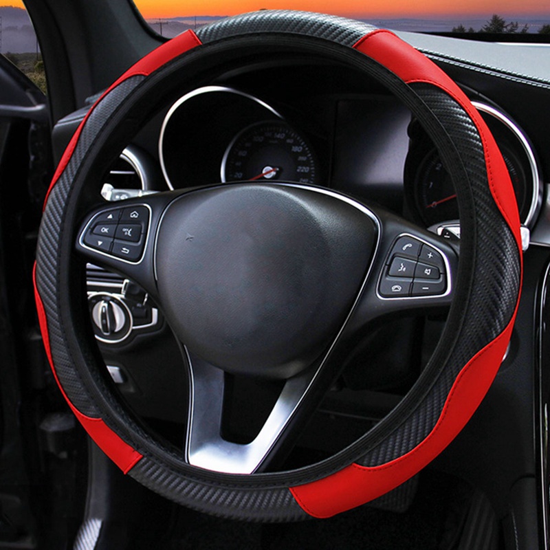 

Universal Breathable Anti-Slip Car Steering Wheel Covers Car-styling Auto Carbon Fiber Elastic Steering Covers Protector