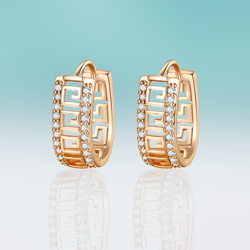 

Trendy Brand Design Stud Earrings for Women Jewelry Zirconia Gold/silver Plated Copper Hollow Geometric Earrings Fashion Gifts
