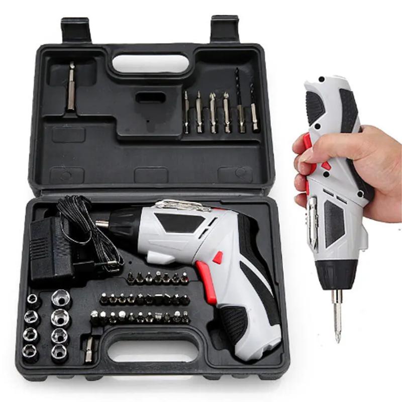 

4.8V Electric Screwdriver Cordless Drill With 45 Bits Mini Wireless Power With LED Light Multi-function House Power Tools