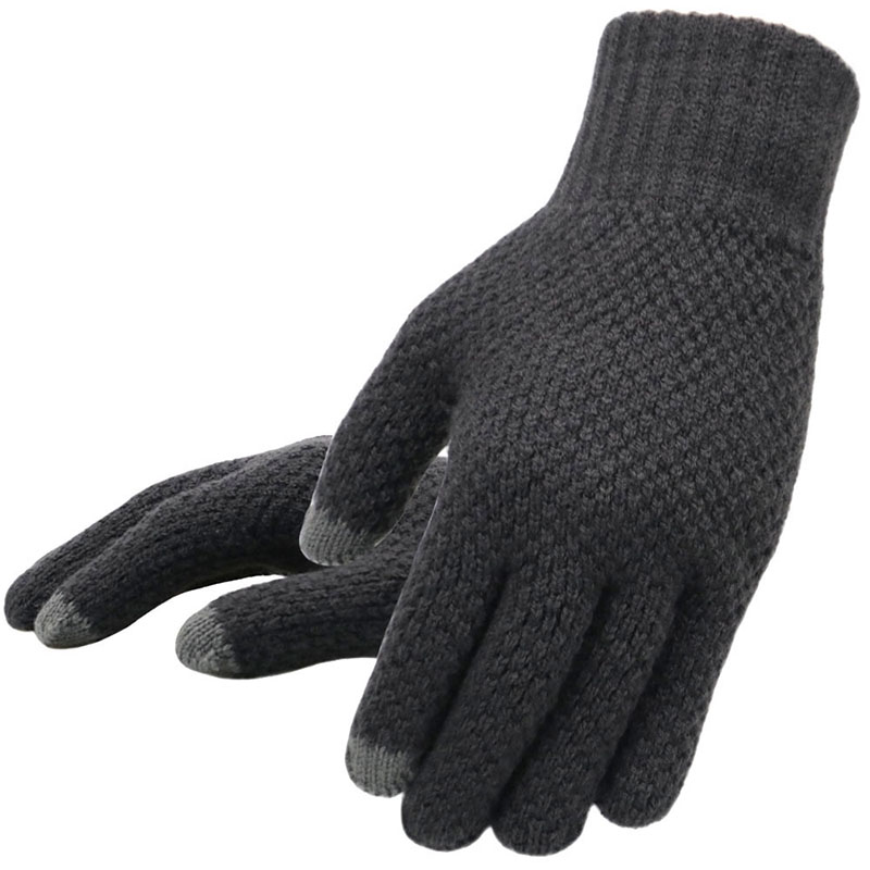 

Winter Men Knitted Gloves Touch Screen High Quality Male Mitten Thicken Warm Wool Cashmere Solid Men Business Gloves Autumn