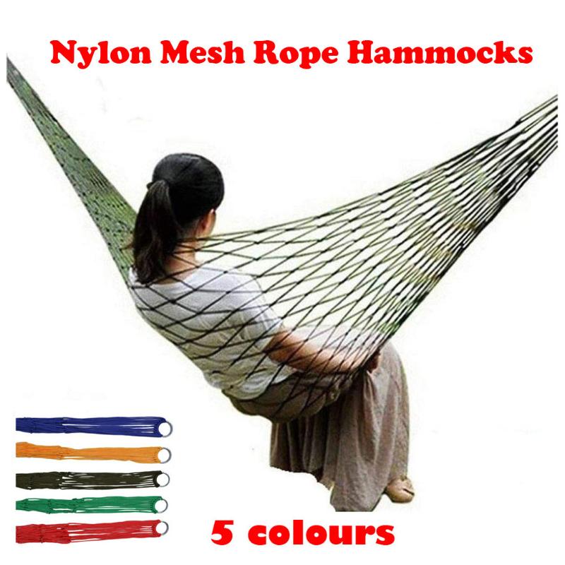 

Mosquito Net 9 Strand Nylon Rope Hanging Hammock Portable Camping Leisure Mesh Travel Swing Outdoor Canvas Stripe Hang Bed