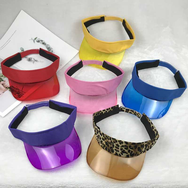 

Summer Outdoor Men's UV Protection PVC Plastic hard Sun Visor Caps WomenClear Dealer Tennis Beach Hat Protection Snapback Caps, White