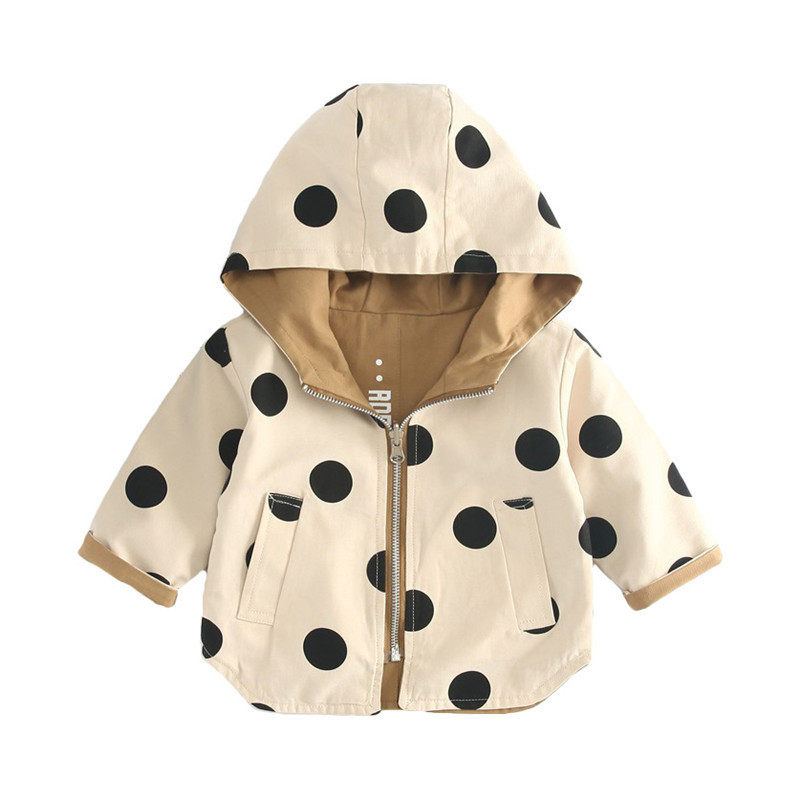 

Spring Autumn Thick Girls Jackets Double Sided Kids Outerwear Letter Sport Hoodied Coats Children Clothing Teenager Trench Coat, Beige