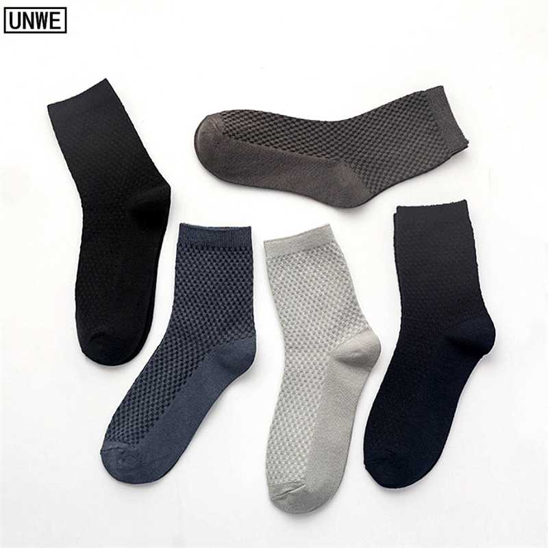 

1 Pair High Quality Mens Socks Bamboo Fiber Solid Mens Business Socks Double Needle Plaid EUR 38-46, Black