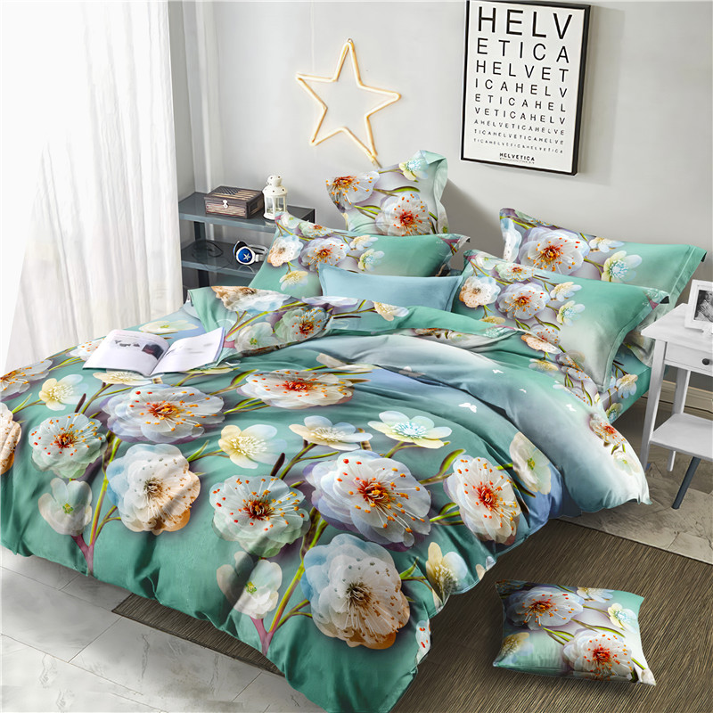 

Quality 100% Bamboo Fiber Dobby Bedding Set 4 Pcs Peach Blossom Rose,duvet Cover Bed Linen Bed Set Bedclothes ropa de cama A293, As picture