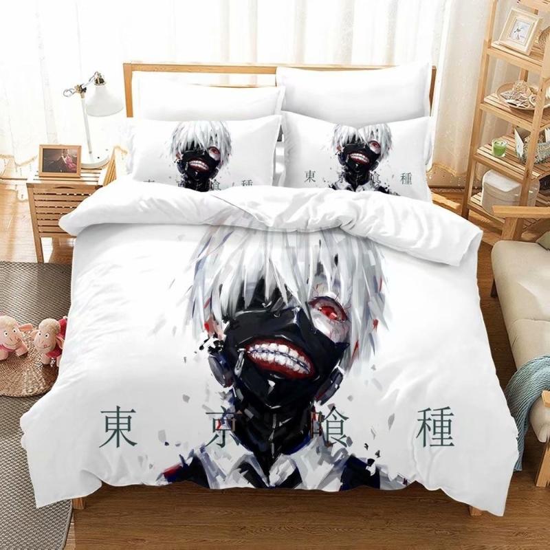 

Bedding Sets Tokyo Ghoul Set Kaneki Ken Anime White Duvet Cover Single Double Full Queen King Size Home Bed Linen 2/3 Piece, Color-1