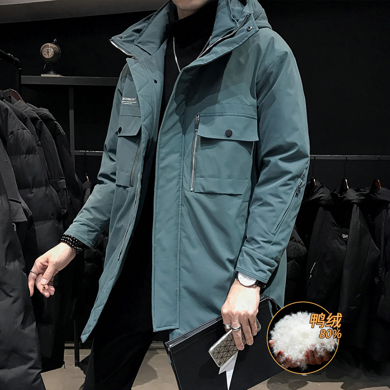 

Men Winter Long Jackets And Coats 80% White Duck Down Jackets High Qualty Men Warm Long Winter Coats Hooded Casual Parkas 5XL, Black