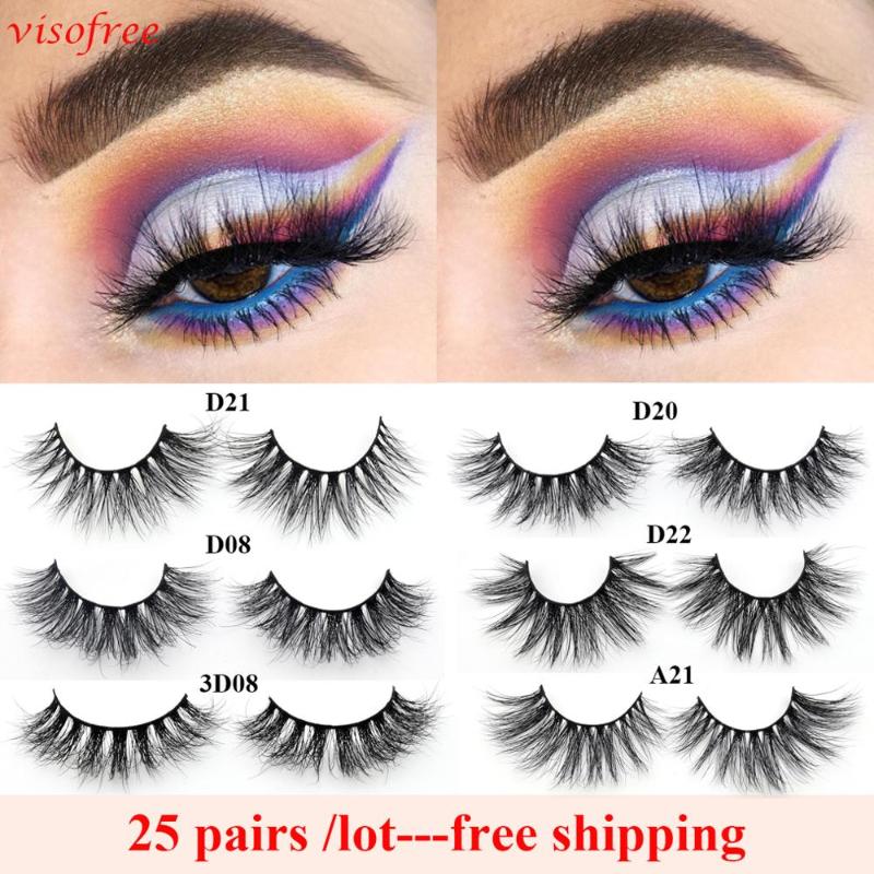 

25Pairs/Lot Visofree Mink Lashes Natural False Eyelashes Fake Lashes Long Makeup 3D Mink Eyelash Extension Eyelashes