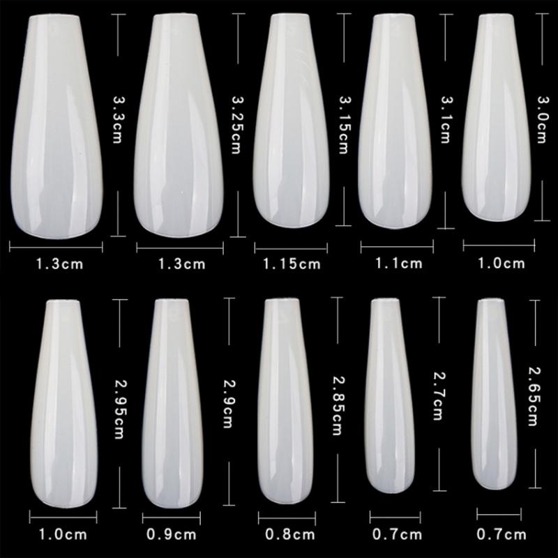 

Fake Nails Acrylic False Nail Tips Coffin Shape Stiletto Full Cover Toe Nail Tips Half Short Artificial Container 100pcs, White