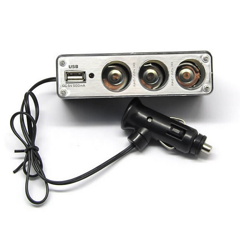 

Car 12v 3 Way Socket Extension Cigarette Lighter Plug USB Charger Ports Adapter For E90 E93 M3 E60 e46 e36 e39 x3 i3 i8