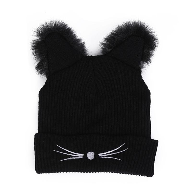 

Girl Women Fashion Punk Devil Cat Ear Hip Hop Winter Warm Beanie Hat Cap Gift, As pic