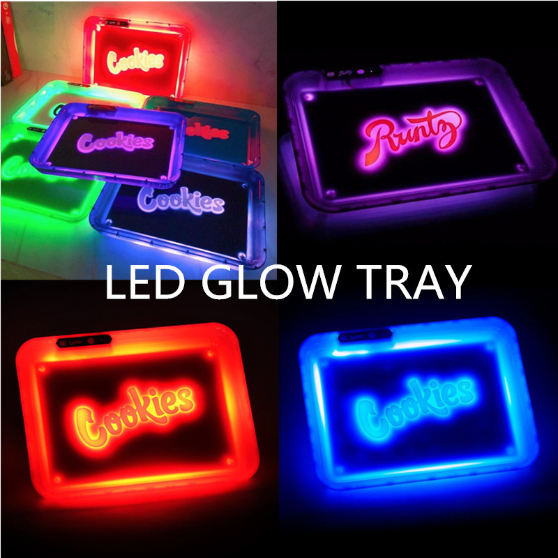 

Smoking Rolling Tray Cookies Runtz Backwoods LED Grow Tray with Flashing Light 1200mAh Dry Herb Herbal Trays