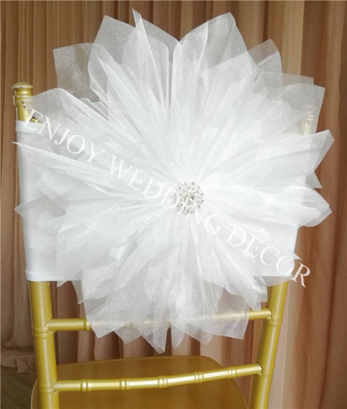 

10pcs YHC#303 CUSTOMIZED COLOR AVAILABLE handmade organza flower with lycra band for chair decor