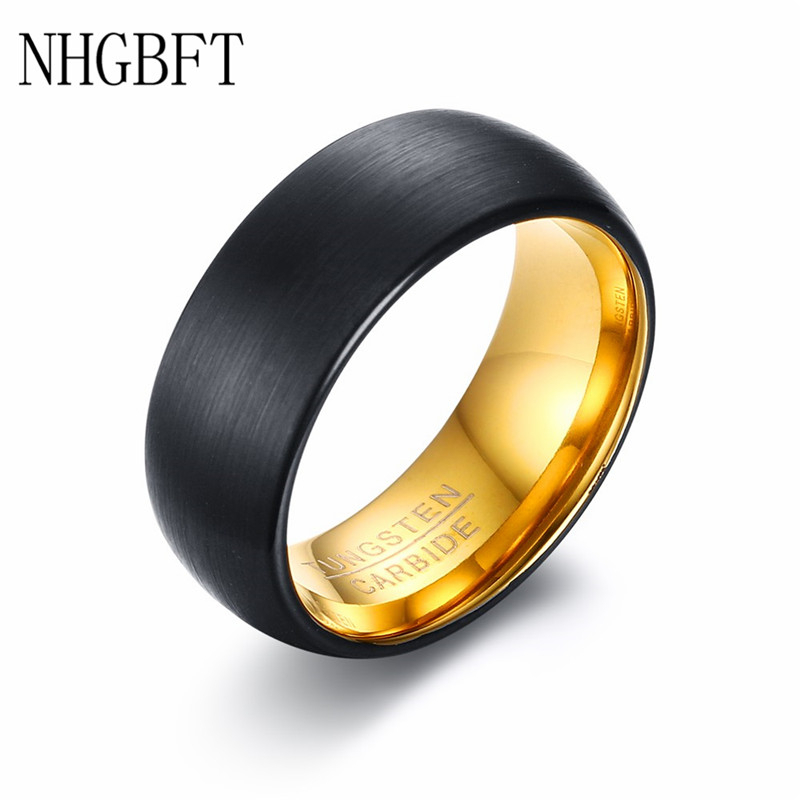 

NHGBFT Gold&Black Color Tungsten Carbide Rings for Mens Groom Casual Wedding Band Male Jewelry