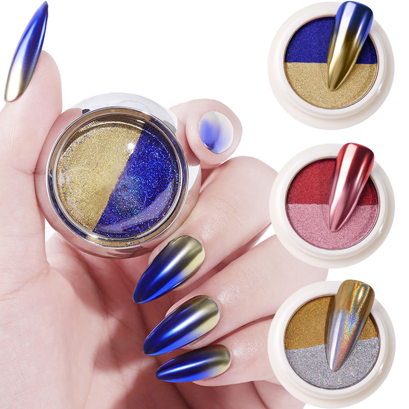 

Double Color Solid Nail Powder Magic Holographic Mirror Glitter Chrome Pigment Polish Nail Art Decoration Dip Powder Accessories