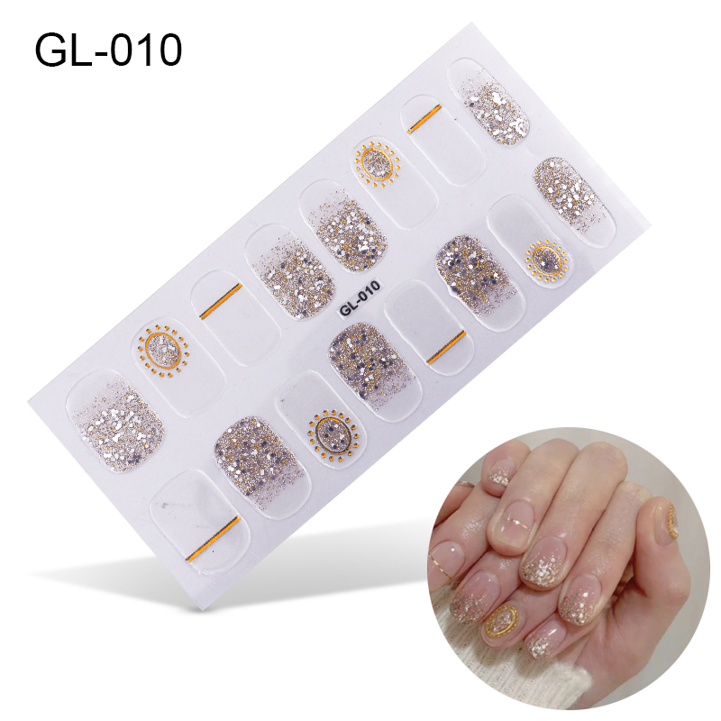 

Glitter Series Powder Sequins Fashion Nail Art Stickers Collection Manicure DIY Nail Polish Strips Wraps for Party Decor, Like photo showing