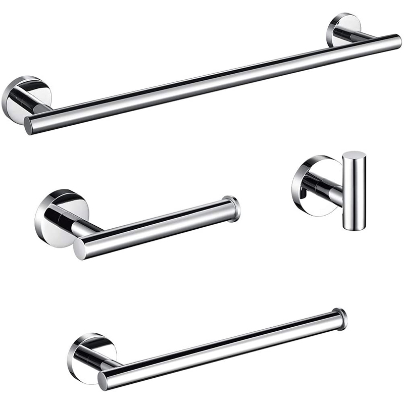 

RUYAGE Chrome Stainless Steel Round Wall Mounted Hand Towel Bar Toilet Paper Holder Robe Towel Hooks Bathroom Accessories Kit