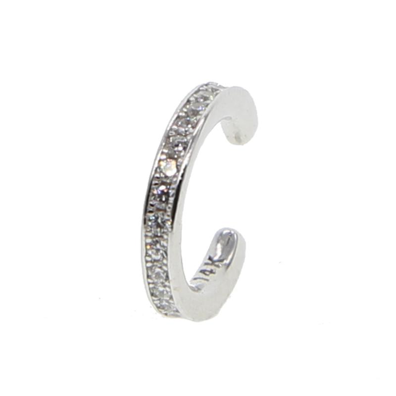 

925 sterling silver full cz circle gemetric thin no piercing clip on earring