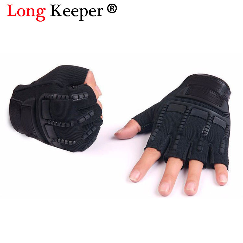 

5-13 Years old Kids Tactical Fingerless Gloves Armed Anti-Skid Rubber Knuckle Black Half Finger Boys Children Gloves