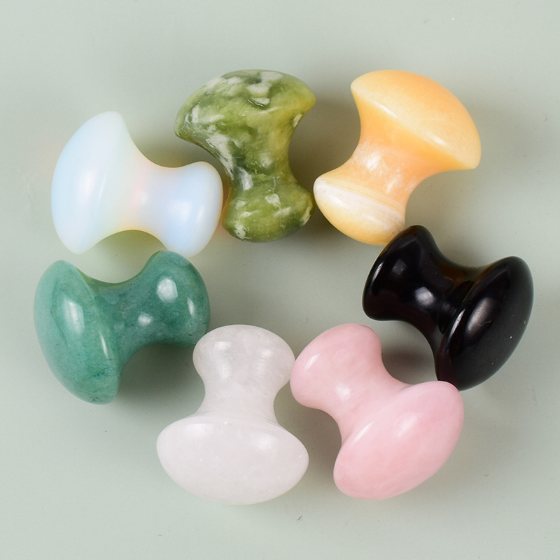 

Natural jade Gua Sha Mushroom Shape Aventurine Jade Guasha Stone Massage Board Scraper Chin Eye Facial Massager rocks