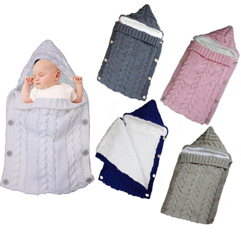 

Newborn Baby Stroller Hooded Buttons Footmuff Baby Sleeping Bag Winter Accessories Stroller Outdoor Wool Blanket