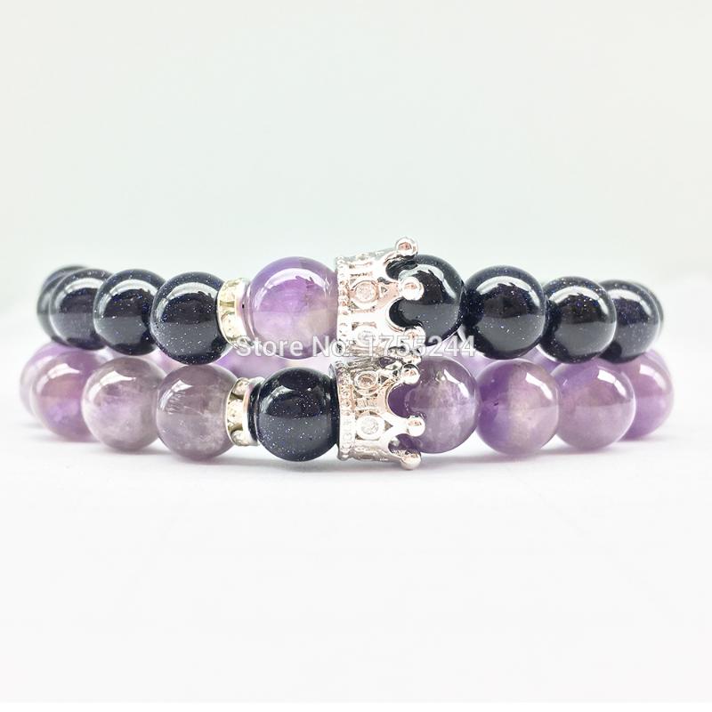 

CZ0054 Hot Sale Powerful Energy Crown Bracelet For Women New Design Purple Crystal Zircon Crown Charm Bracelet Free Shipping