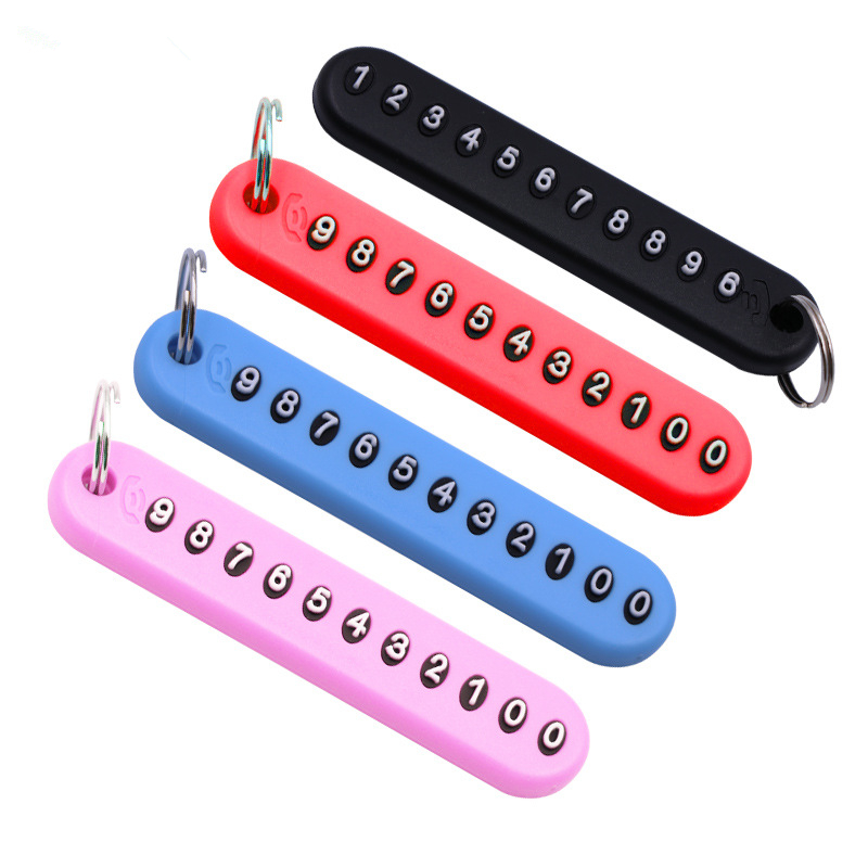 

ABS Car Anti-lost Key Chain Phone Number Card Digital Telephone Number Plate Key Chain Ring Pendant Auto Vehicle Car Accessories