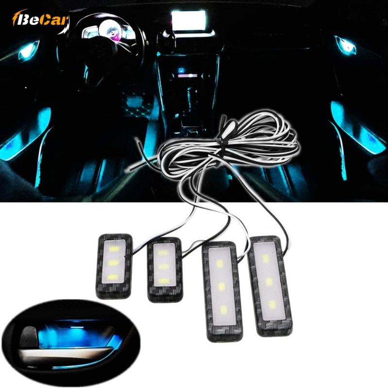 

BeCar 4PCS Car Interior Atmosphere Light for Inner Auto Door Handle Decorative Handle Bowls LED Light 6 Colors Decorative Lamp