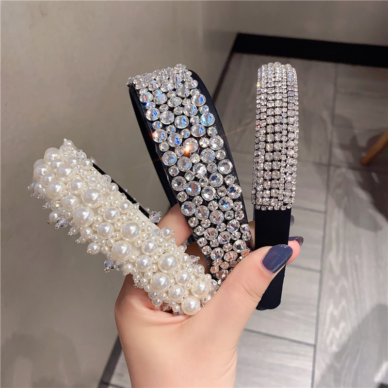 

Elegant Luxury Baroque Crystal Hairband Womens Bezel Headbands for Women Europe Lady Hair Hoop Wedding Hair Accessories 2020