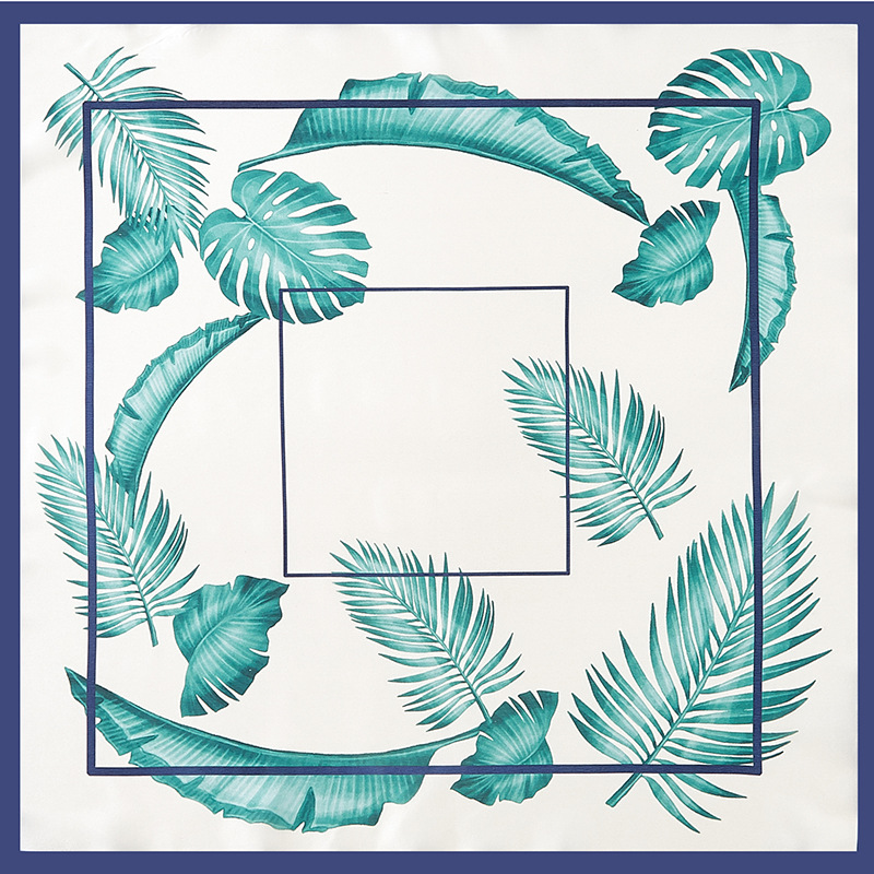 

2020 Hot Sale Lattice Leaves Silk Scarf Women Square Scarves Headband Neck Tie Band Summer Neckerchief Bandanna 53*53cm