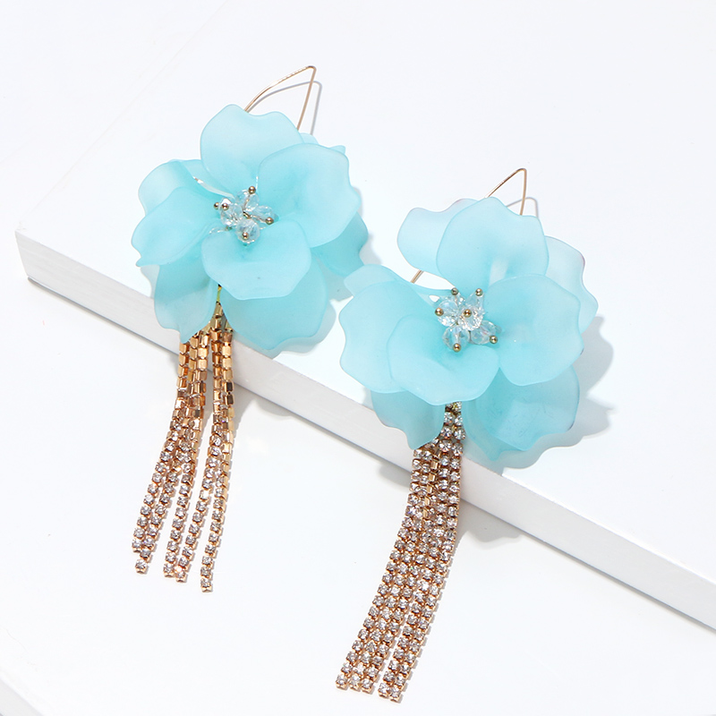 

KOMi Korean Style Colorful Flower Tassel Dangle Earrings for Girls New Fashion Sweet Earrings Attractive Jewelry H0132