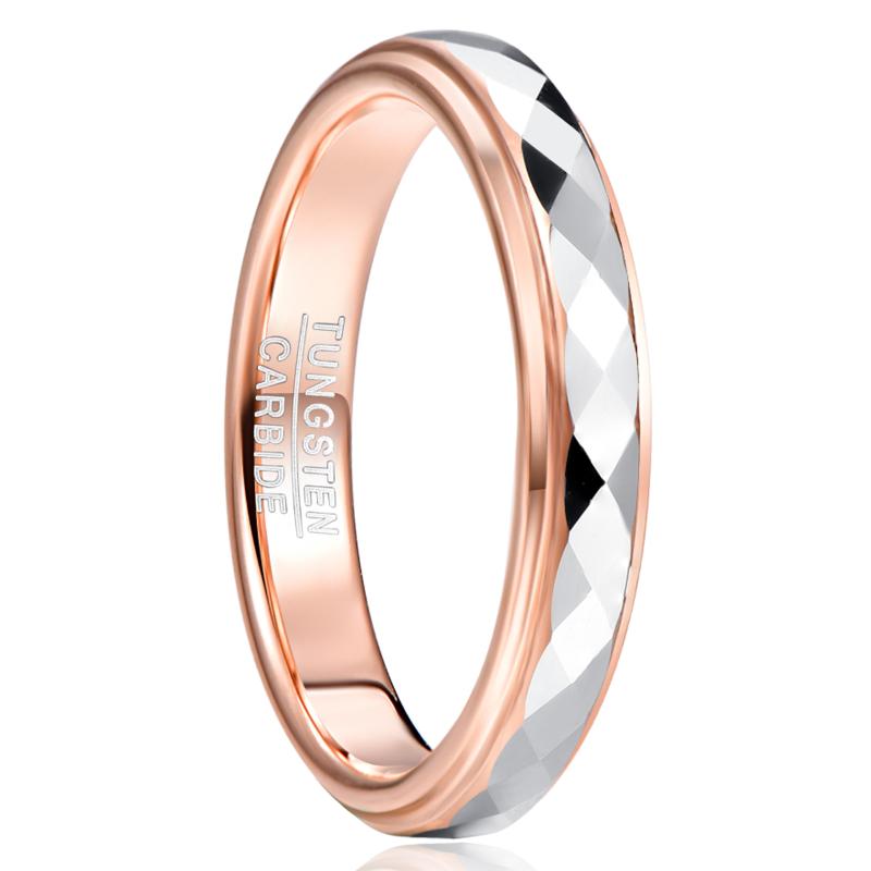 

New Rhombus High Polish Inner Rose Gold Man Ring Tungsten Carbide Rings For Women Men Couple