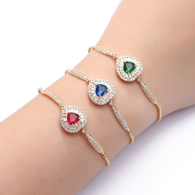 

Bracelet NANKIYA Fashion Heart-shaped Bracelet Women Wedding Party Trendy Jewelry Adjustable Zircon SL1422 Pulseras Mujer Moda
