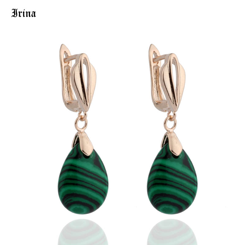 

Irina New Arrivals Natural Stone Drop Earrings For Women 585 Rose Gold Color For Girl Wedding Party Charming Fashion Jewelry