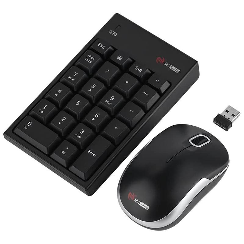 

Mcsaite 2.4Ghz Wireless Keyboard Mouse Combos 1200Dpi Optical Mouse & Wireless 22-Key Numeric Keypad No Software