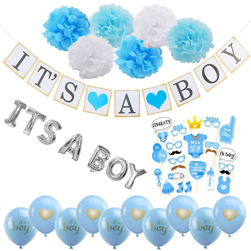

1set Baby Shower Birthday Balloons Its A Boy / Girl Letters Foil Balloon DIY Babyshower Decorations Gender Reveal Party Supplies