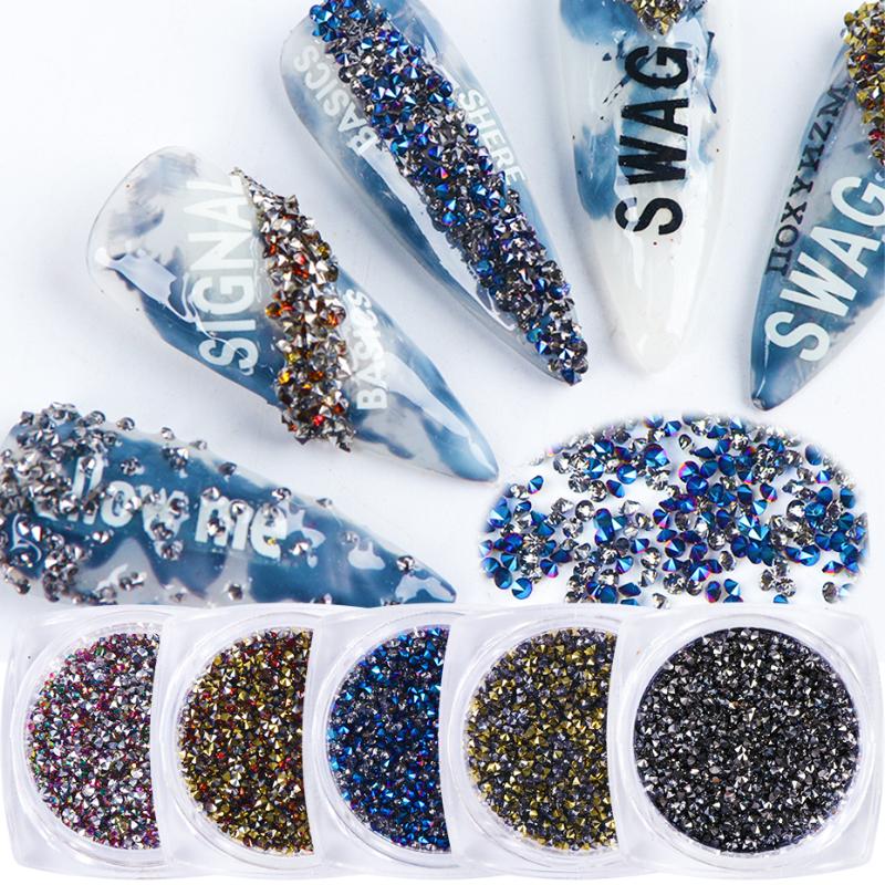 

1.2mm Crystal Zircon Beads Nail Art Rhinestones Strass 3D Crystal Stones Nail Decor Jewelry Gem Display For Manicure LE1608