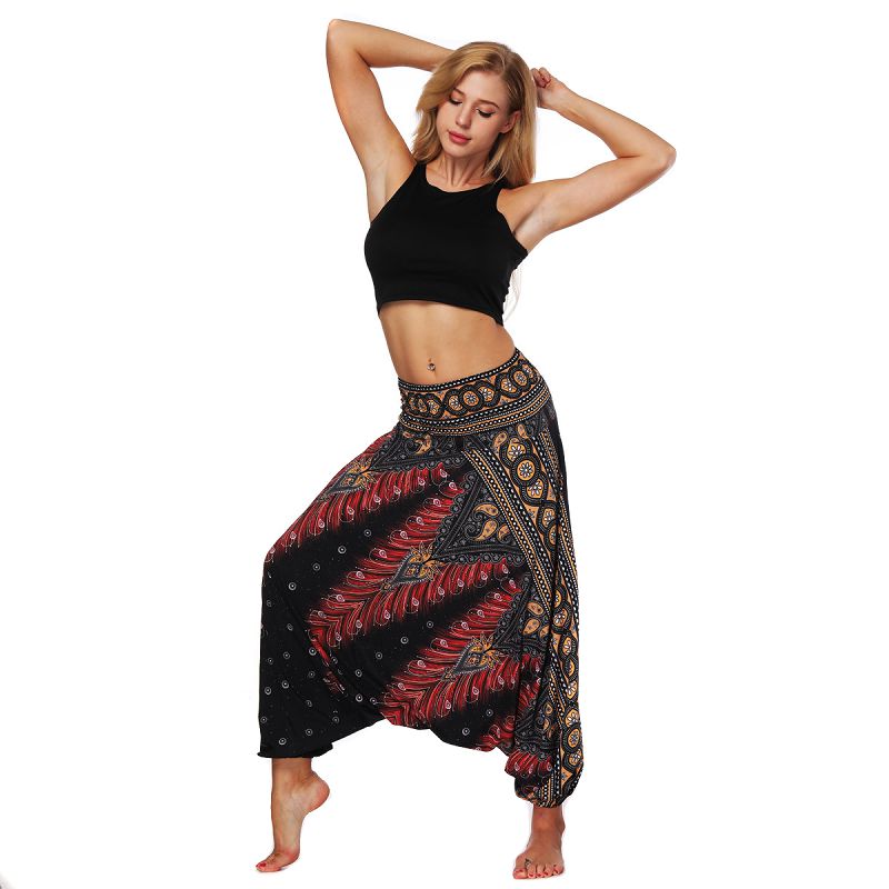 

Women's Pant Workout Sweatpants Dance Trousers Wide Leg Ethnic Type Sports Wear Fitness ClothingHigh Waist Fitness Active Wear, Black