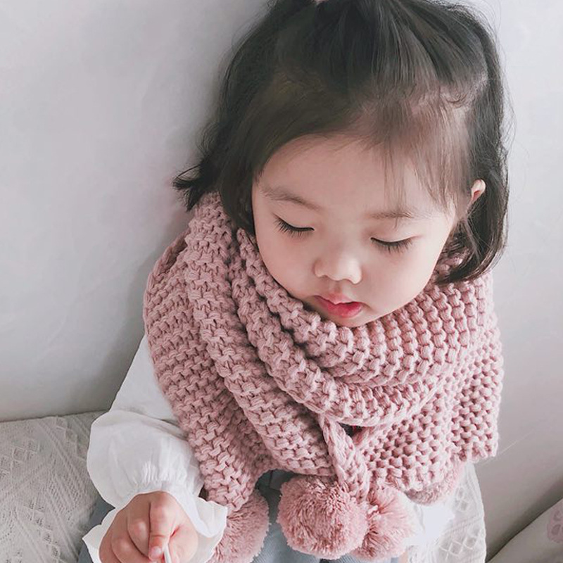 

2020 autumn and winter children's knitted woolen woolen ball scarf warm collar girls cute cold-proof pullover collar A188