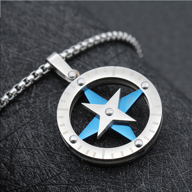 

blue pendant star necklaces mens stainless steel necklace big pendant hip hop rock necklace jewelry on the neck gifts for male