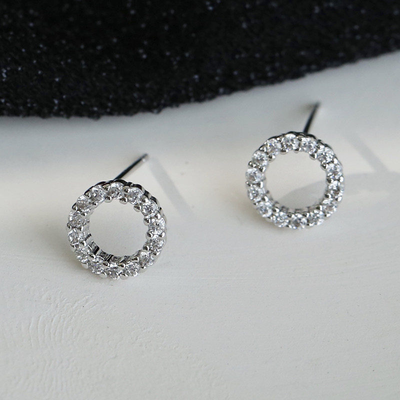 

Hoop & Huggie Punk Inlay Zircon Statement Stud Earrings Fashion Jewelry 2021 Girl Gift Korean Small Cute Round For Women