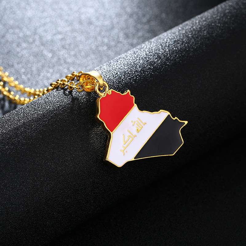 

Iraq Map Flag Pendant Necklace for Women/men Gold Color Jewelry Maps of Iraq Initial Necklaces Bijoux Femme Link Chain